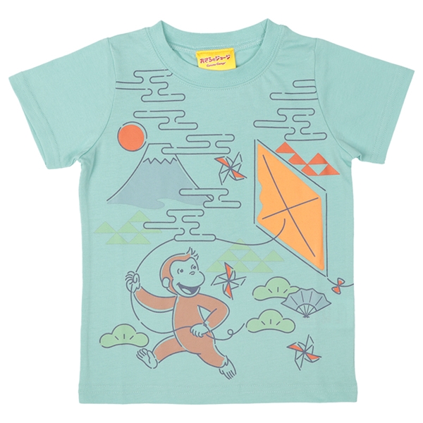 【再値下】【SALE】[ベビー]半袖Ｔシャツ　おさるのジョージ　和柄　サックス サックス 80cm