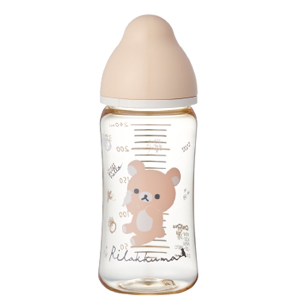 マルチフィット 広口タイプ プラスチック製 ほ乳びん 240ml リラックマ