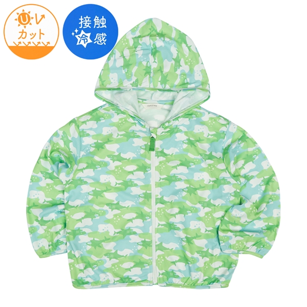 【SALE】[キッズ]長袖パーカー　接触冷感　カーキ カーキ 100cm