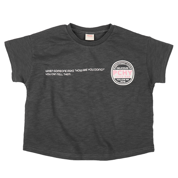 【SALE】[キッズ]バックプリント半袖ＴシャツＰＣＨＹ　チャコールグレー チャコールグレー 100cm