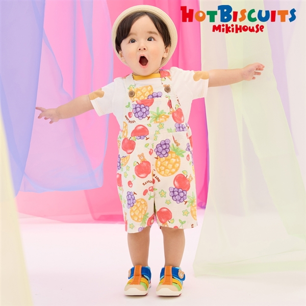 【SALE】[ベビー] オーバーオール アイボリー　[ミキハウス　ホットビスケッツ] アイボリー 70~80cm
