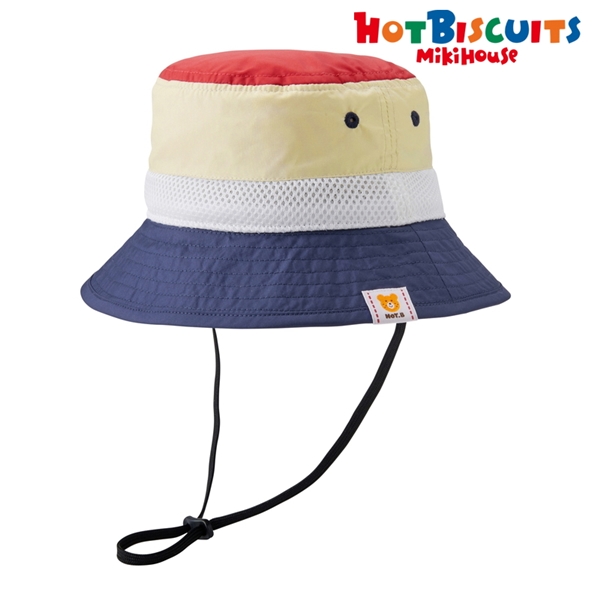 [48~54cm] 帽子 レッド×ネイビー　[ミキハウス　ホットビスケッツ] 48~50cm