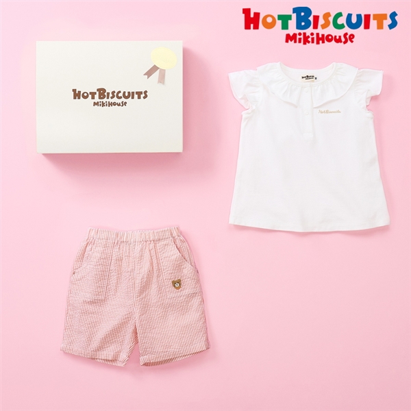 [ギフト] Ｔシャツ＆パンツセット【BOX付き】 ホワイト　[ミキハウス　ホットビスケッツ] ホワイト 80cm