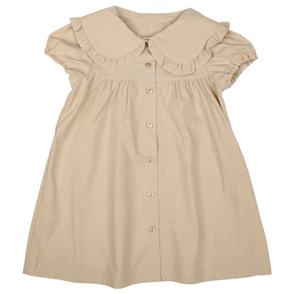 【SALE】[キッズ]半袖ワンピース　大襟　ベージュ ベージュ 100cm
