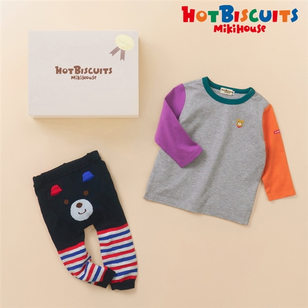 [ギフト] Tシャツ＆スパッツセット【BOX付き】  グレー　[ミキハウス　ホットビスケッツ] グレー 80cm
