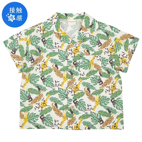 【再値下】【SALE】[ベビー]開襟シャツ　接触冷感 カーキ カーキ 80cm