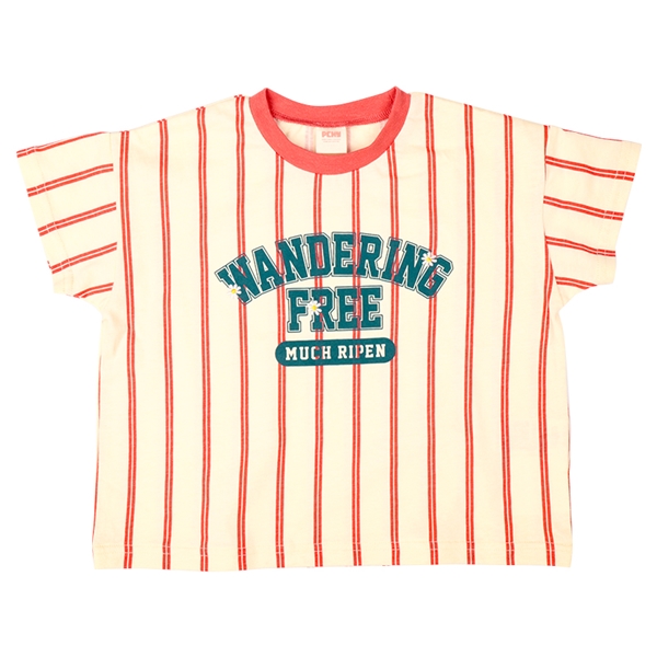 【SALE】[キッズ]ストライプＴシャツＰＣＨＹ×mahochan オレンジ オレンジ 100cm