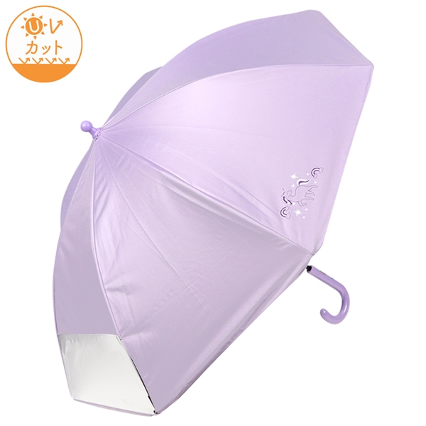 [45cm]フチまる傘晴雨兼用　ユニコーン　パープル パープル 45cm