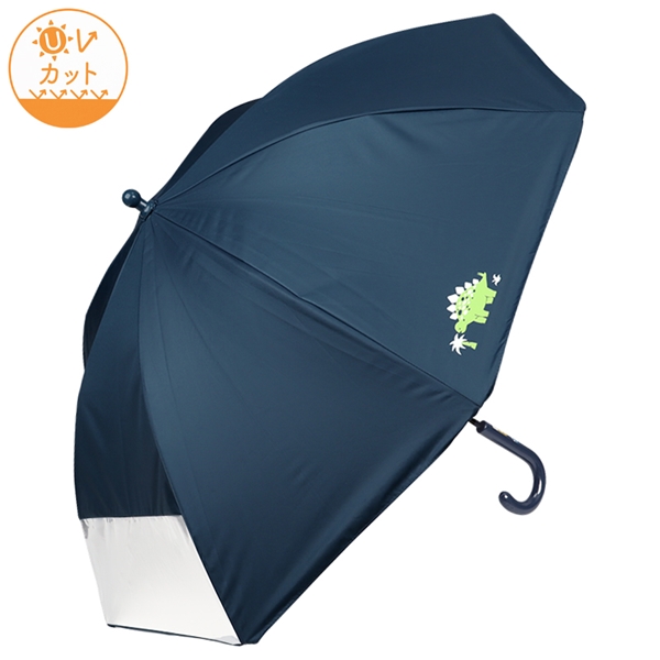 [45cm]フチまる傘晴雨兼用　恐竜　ネイビー ネイビー 45cm