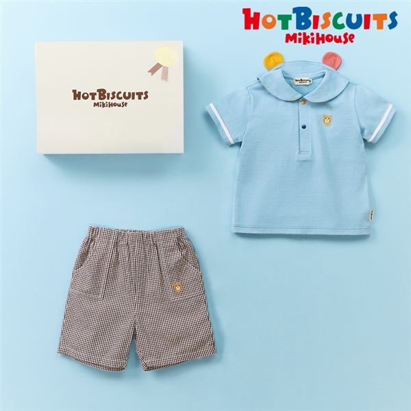 [ギフト] Tシャツ＆パンツセット【BOX付き】  ストームブルー　[ミキハウス　ホットビスケッツ] ストームブルー 80cm