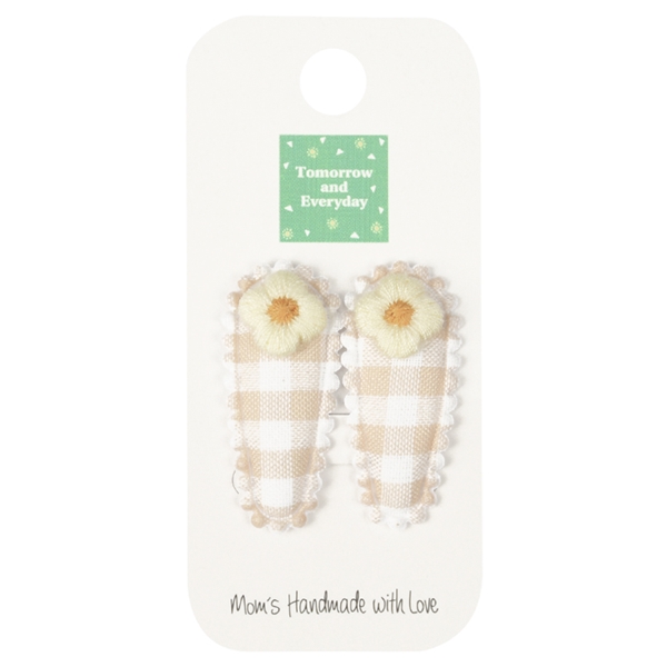 お花のミニパッチン２本セット（チェック） ベージュ ベージュ