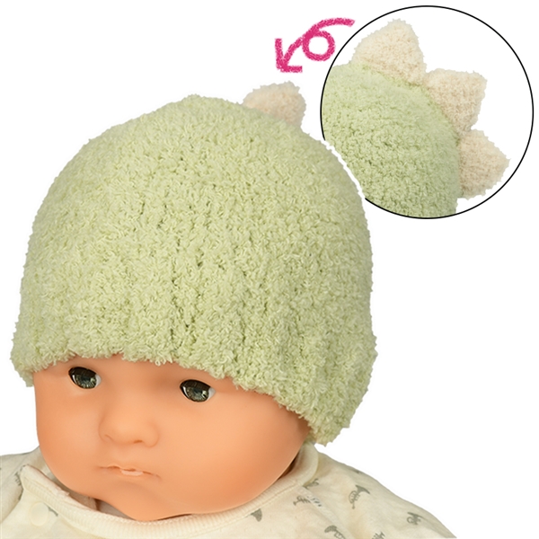 【再値下】【SALE】[42~48cm]ニット帽　恐竜モコモコ　グリーン グリーン 42~44cm