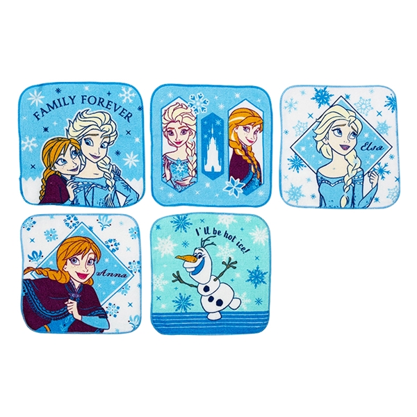 プチタオル5P26 アラウンド アナ雪 16x16cm