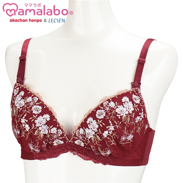【SALE】シルエットキレイノンワイヤーブラ花柄(授乳機能付) レッド レッド LL