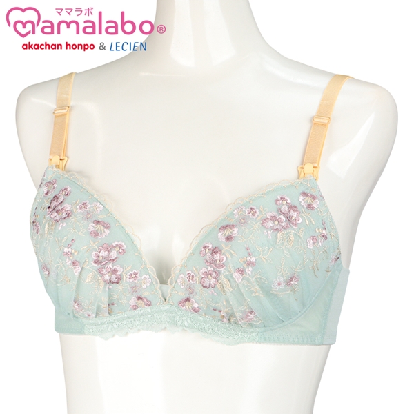【SALE】シルエットキレイノンワイヤーブラ花柄（授乳機能付） グリーン グリーン LL
