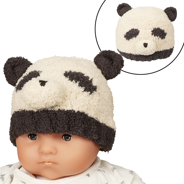 【SALE】[40～48cm]ニット帽　アニマルモコモコ パンダ アイボリー 40~42cm