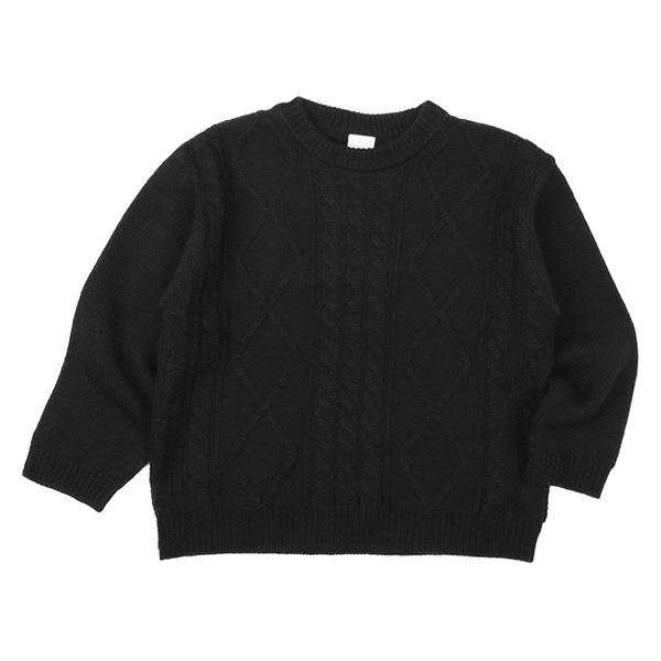 【再値下】【SALE】[キッズ]ニットトレーナー　ケーブル編み ブラック ブラック 110cm