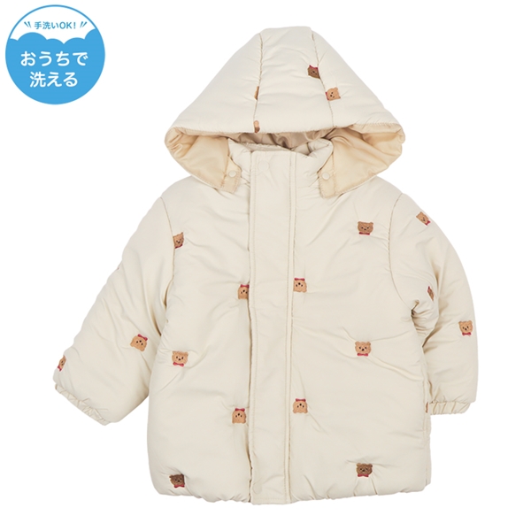 【SALE】[ベビー]中綿ジャケット　総柄刺しゅう アイボリー アイボリー 80cm