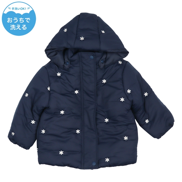 【SALE】[ベビー]中綿ジャケット　総柄刺しゅう ネイビー ネイビー 95cm