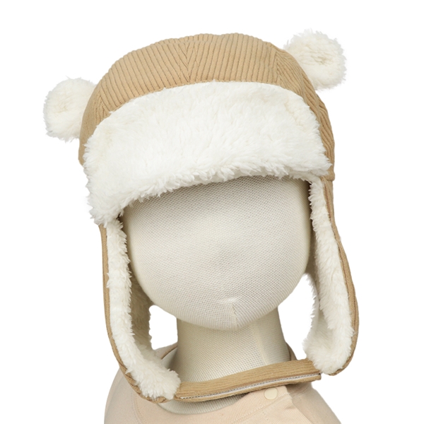 【SALE】[48~54cm]フライト帽子　耳付き ベージュ ベージュ 48~50cm