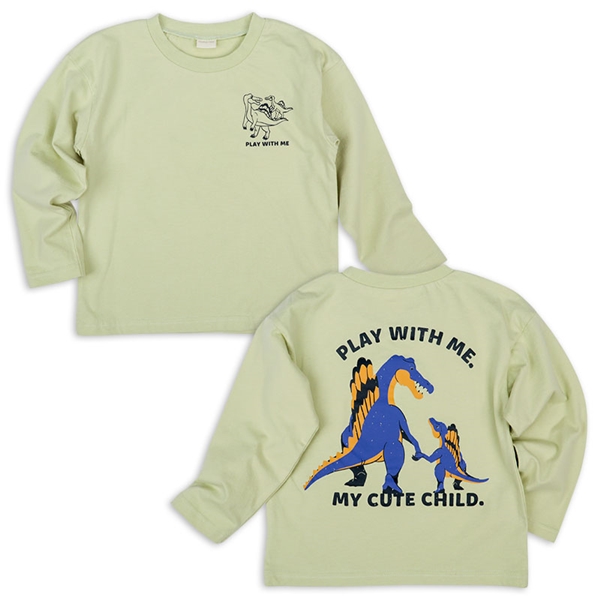 [キッズ]長袖Tシャツ　バックプリント　キミドリ キミドリ 100cm