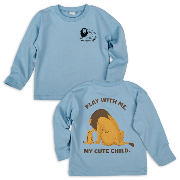 [キッズ]長袖Tシャツ　バックプリント　サックス サックス 120cm