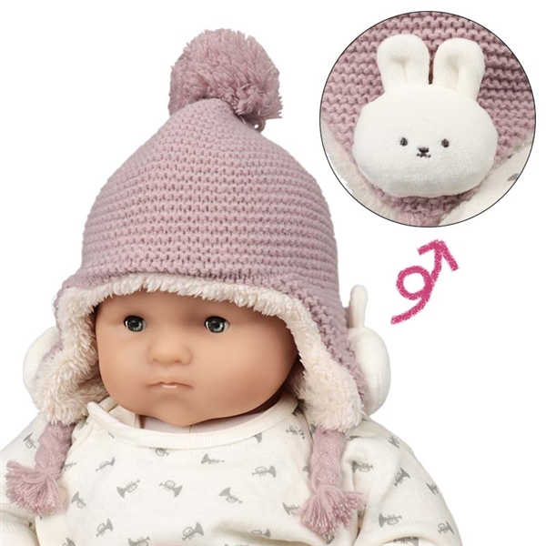 【再値下】【SALE】[42～48cm]ニット帽　ウィンター　アニモチ　裏ボア　ピンク ピンク 44~46cm