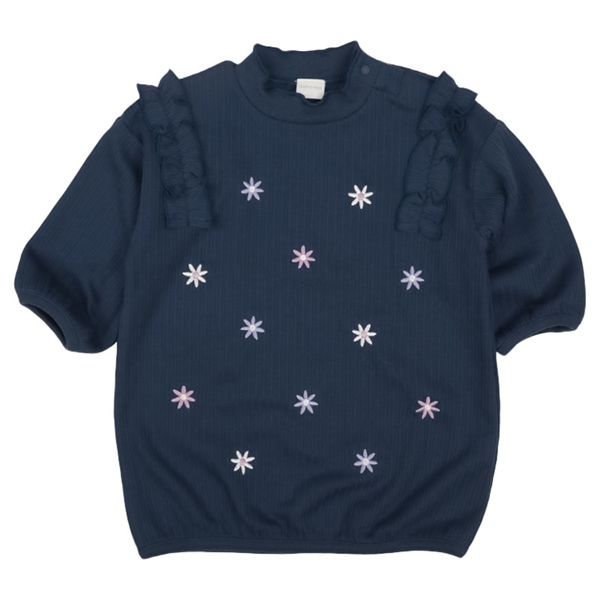 【SALE】[ベビー]長袖ワンピース花刺しゅう　ネイビー ネイビー 70cm