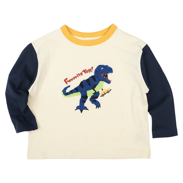 [キッズ]長袖Ｔシャツ　サガラ刺しゅう　ネイビー ネイビー 100cm