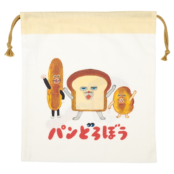 巾着Ｌ　パンどろぼう ホワイト