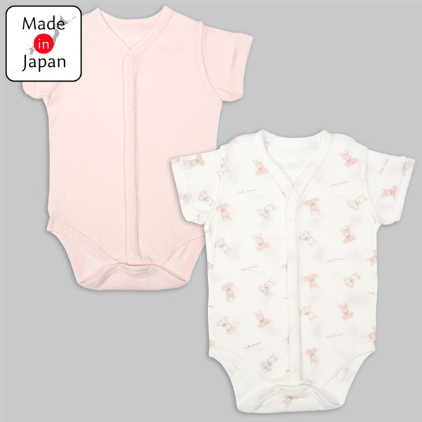 [日本製]ロンパース2枚組　半袖　前開き　うさぎ　ピンク[通販限定] ピンク 60cm