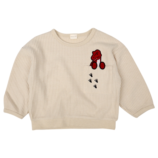 【再値下】【SALE】[キッズ]長袖トレーナー  ポケット恐竜　ベージュ ベージュ 100cm