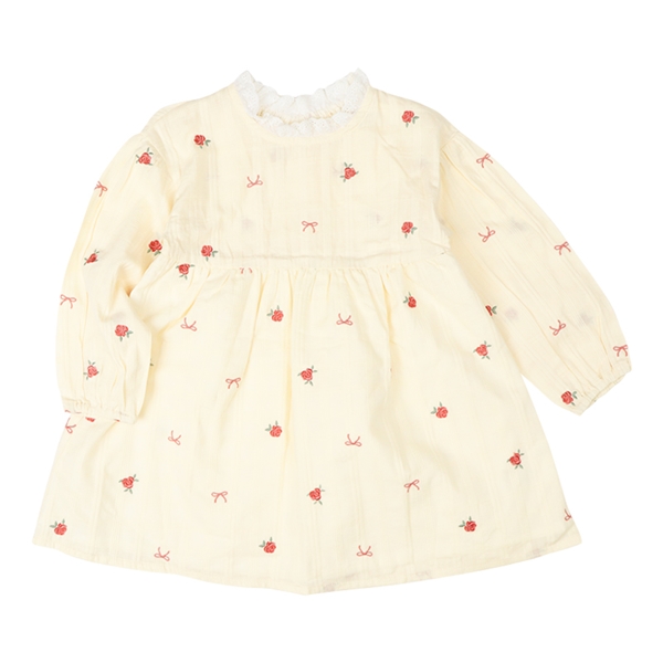 【再値下】【SALE】[キッズ]ワンピース　布帛総柄刺しゅう　アイボリー アイボリー 100cm