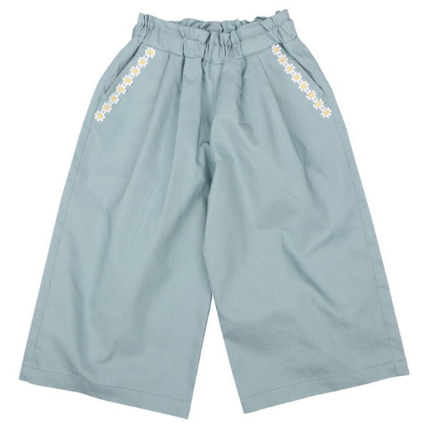 【SALE】[キッズ]１０分丈ワイドパンツ　サックス サックス 100cm