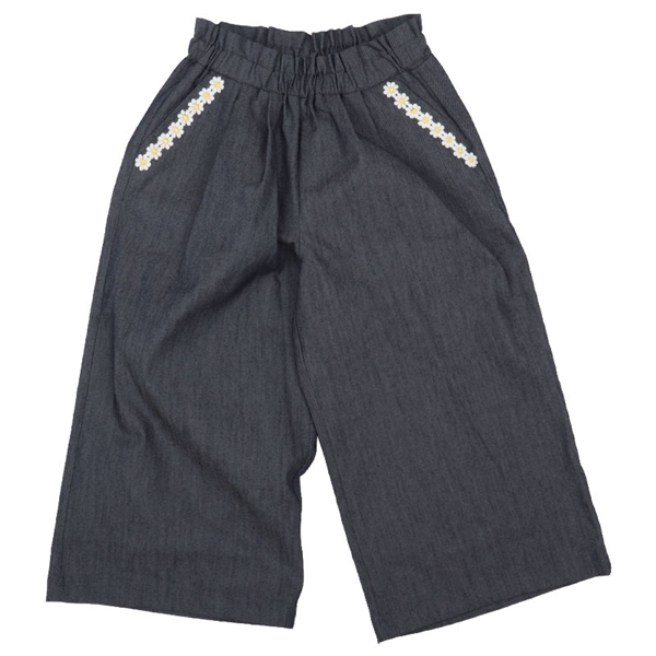 【SALE】[キッズ]１０分丈ワイドパンツ　ネイビー ネイビー 100cm