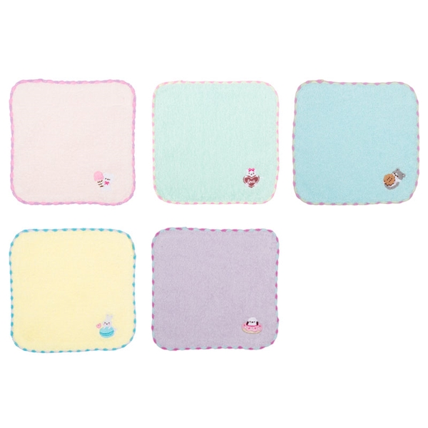 刺繍ミニタオル5枚組　アニマルスイーツ