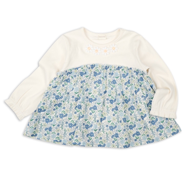 【SALE】[キッズ]長袖Ｔシャツ　胸切替　ブルー ブルー 100cm