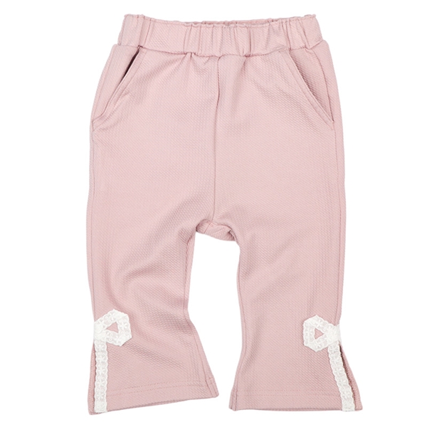 【SALE】[ベビー]８分丈パンツ　裾レースリボン　ピンク ピンク 80cm