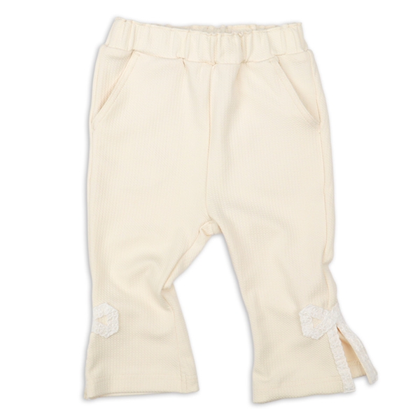 【SALE】[ベビー]８分丈パンツ　裾レースリボン　アイボリー アイボリー 80cm