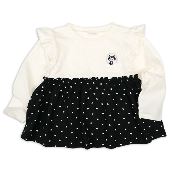【SALE】[キッズ]長袖Ｔシャツ　胸切替　ディズニー　ブラック ブラック 100cm
