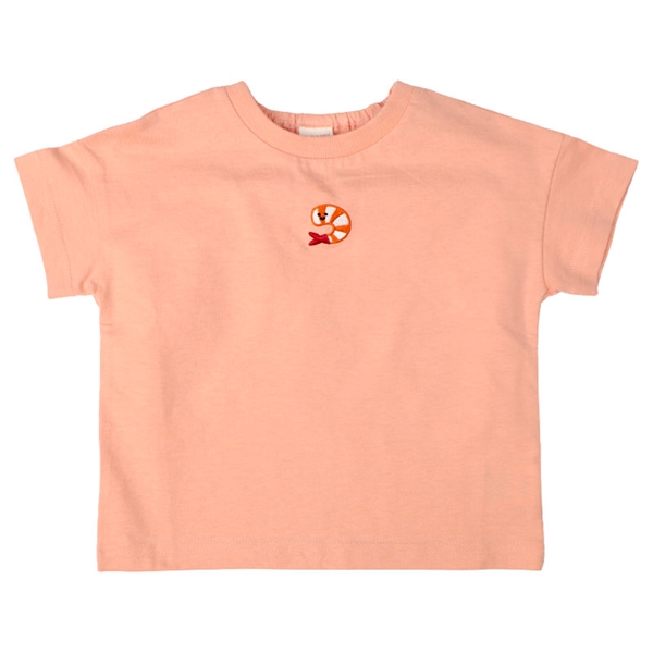 [ベビー]半袖　Ｔシャツ　ワンポイント刺繍　オレンジ オレンジ 80cm