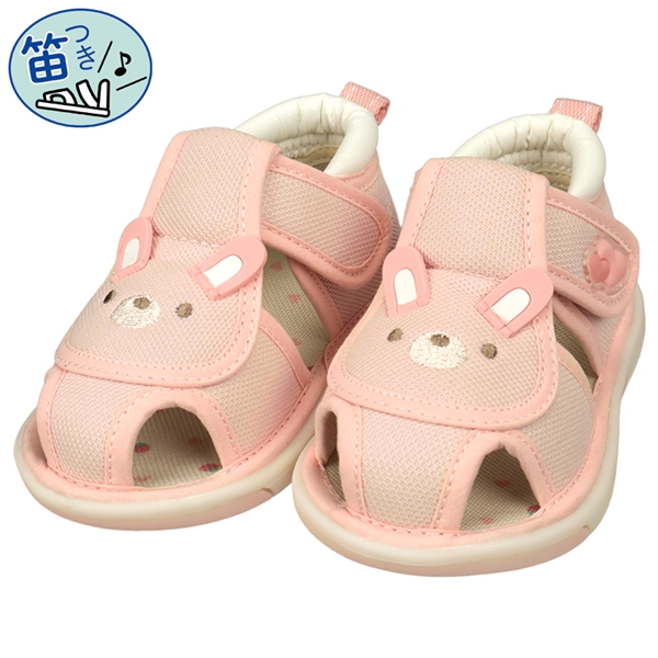 [12.0~14.0cm]笛付きサンダルアニマル　うさぎ ピンク 12.0cm