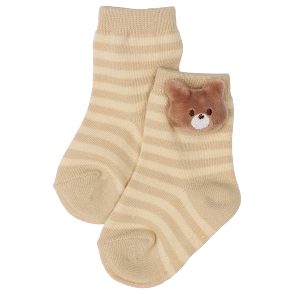 [ベビー]ぬいぐるみ付きソックス　くま ブラウン 9~14cm