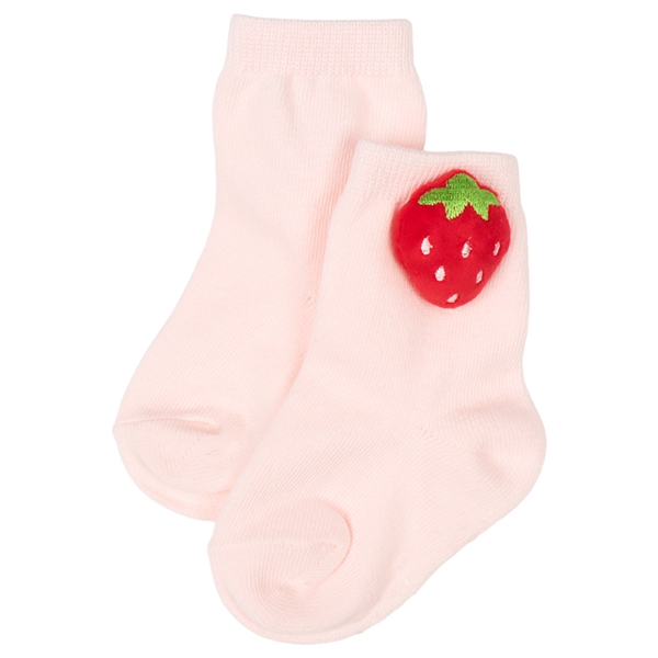 [ベビー]ぬいぐるみ付きソックス　いちご レッド 9~14cm