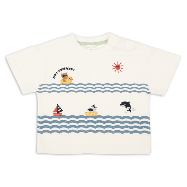 [ベビー]半袖Ｔシャツ　部分刺しゅう　オフホワイト オフホワイト 95cm