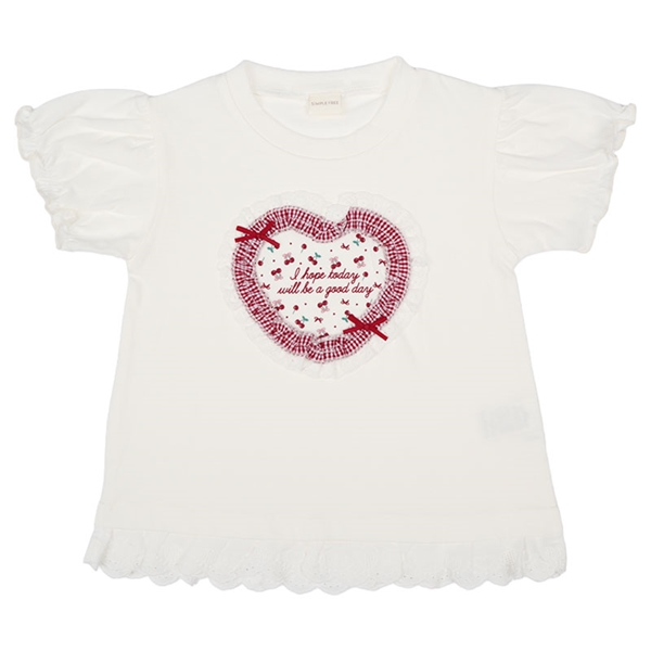 【SALE】[キッズ]半袖Ｔシャツ　胸モチーフ　オフホワイト オフホワイト 100cm