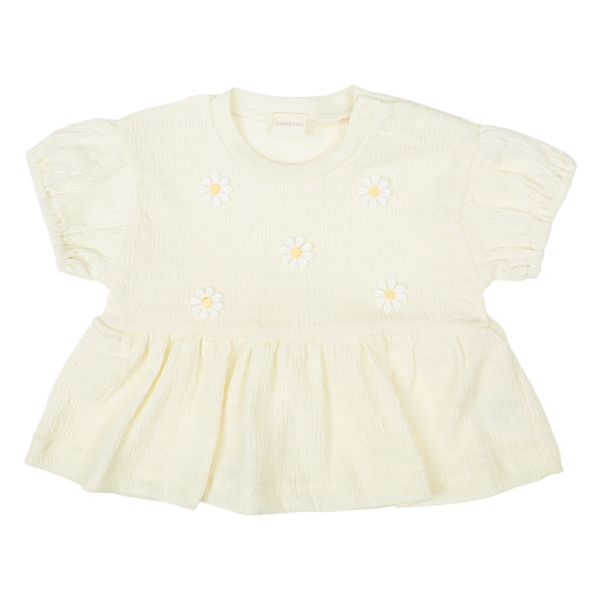【SALE】[ベビー]半袖Ｔシャツ　花モチーフ　オフホワイト オフホワイト 95cm