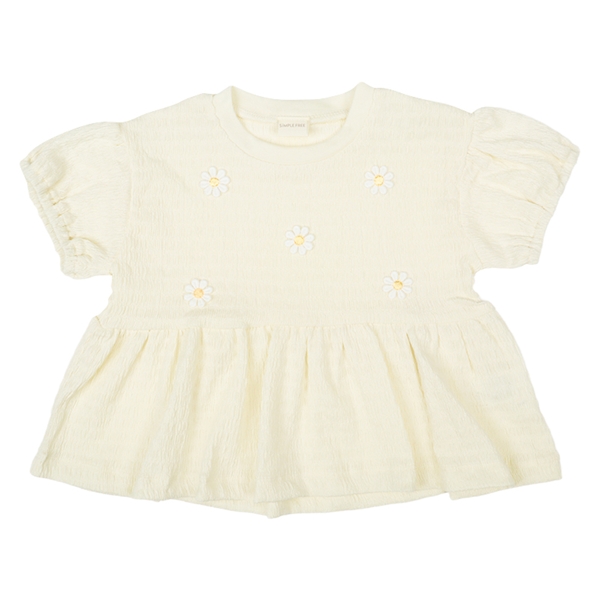 【SALE】[キッズ]半袖Ｔシャツ　花モチーフ　オフホワイト オフホワイト 100cm