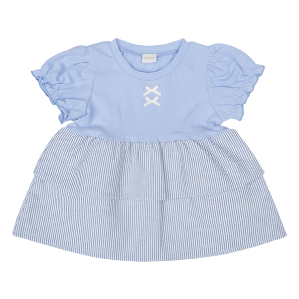 【SALE】[キッズ]半袖チュニックティアード　サックス サックス 100cm
