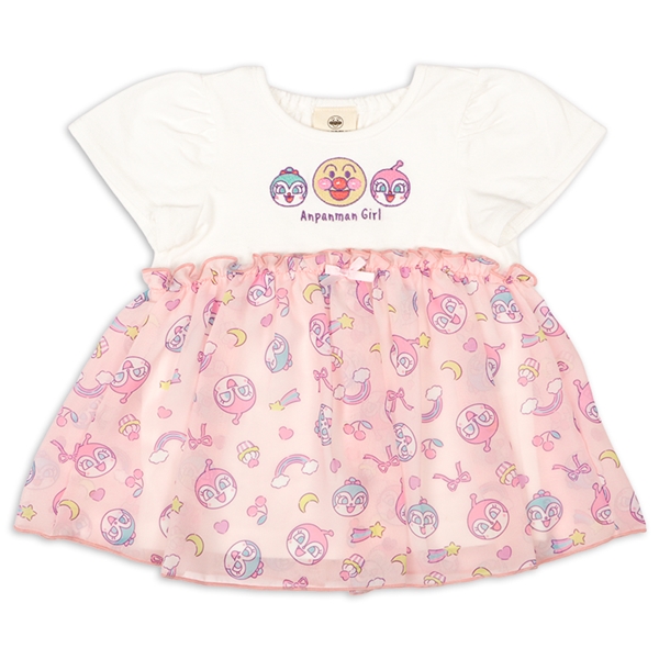 【SALE】[ベビー]シフォン切替Ｔシャツ　アンパンマン　ピンク ピンク 80cm